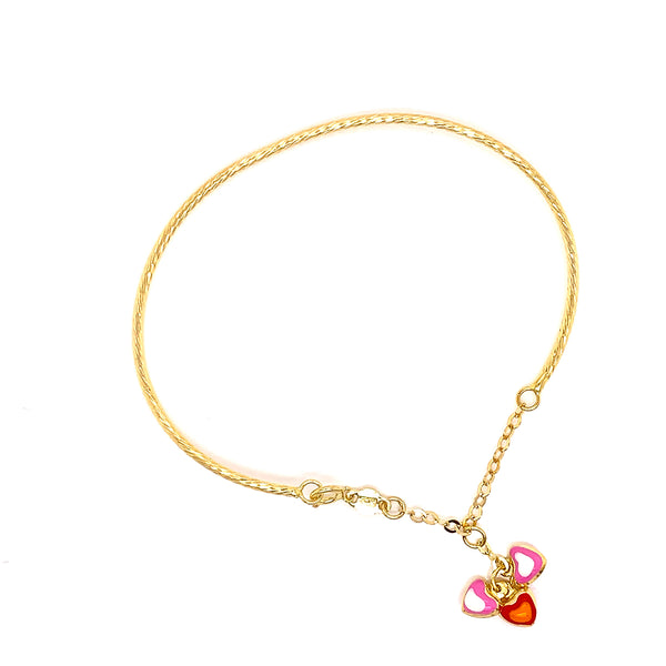 14k Yellow Gold Bracelet with Charm of Heart -  Size 6  -  1.7 grams