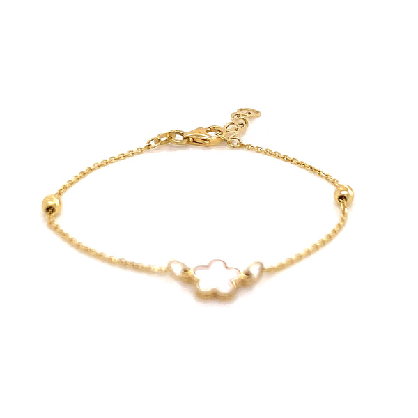 14k Yellow Gold Bracelet with Star of Pearl -  5.7 inches   1.3 grams
