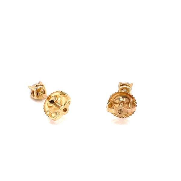10 k Yellow Gold Diamond Earrings - 0.7 grams - 0.06 Karat - 1.6 mm