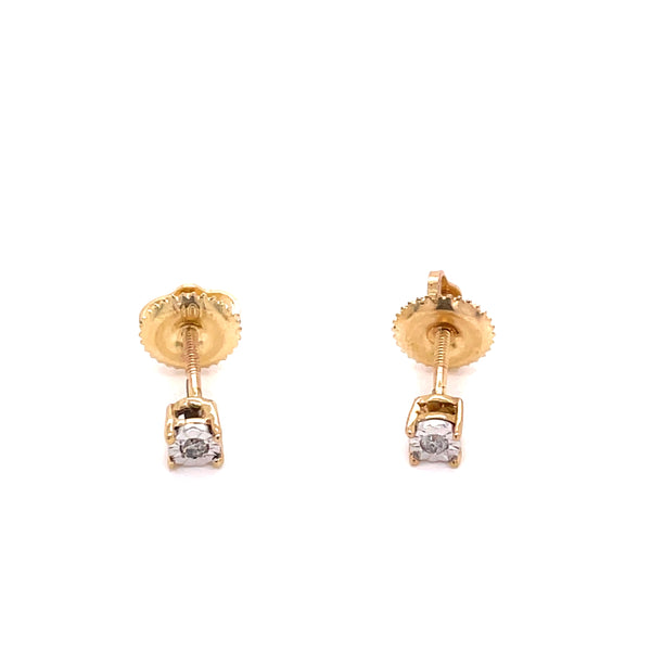 10 k Yellow Gold Diamond Earrings - 0.7 grams - 0.06 Karat - 1.6 mm