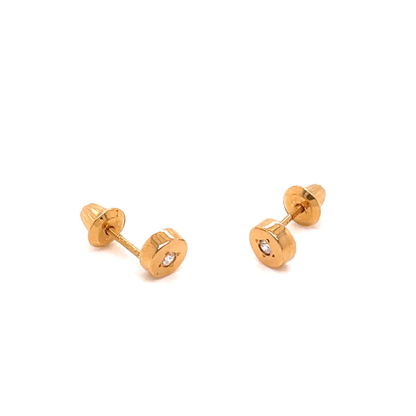14k Yellow Gold Stud Diamond Earrings - 0.8 grams -5 mm
