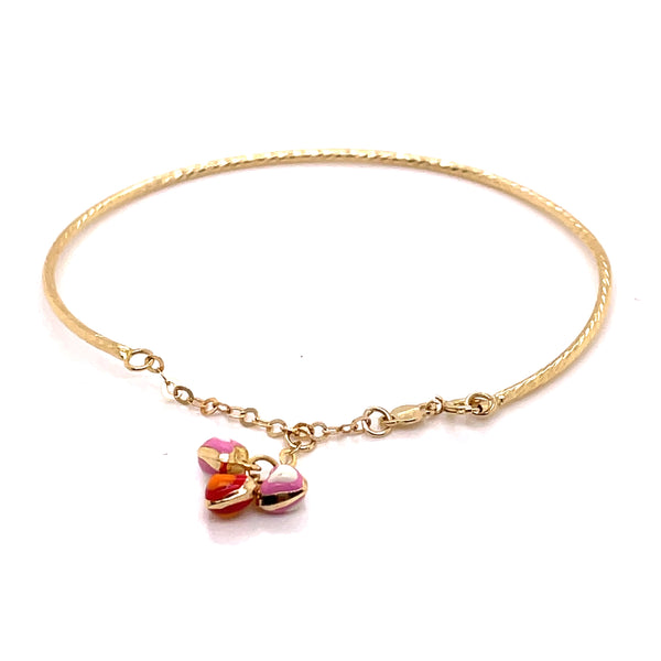 14k Yellow Gold Bracelet with Charm of Heart -  Size 6  -  1.7 grams