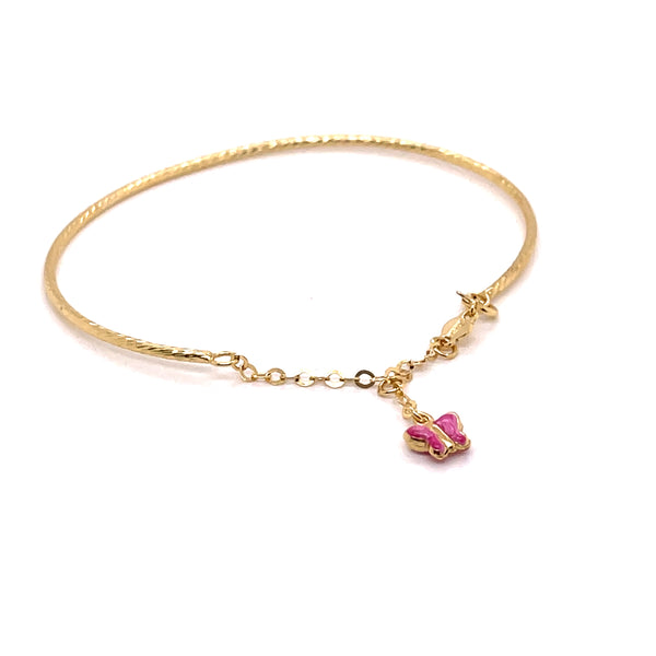 14k Yellow gold  Bracelet with Charm of Butterfly -   Size 6  -  1.5 grams