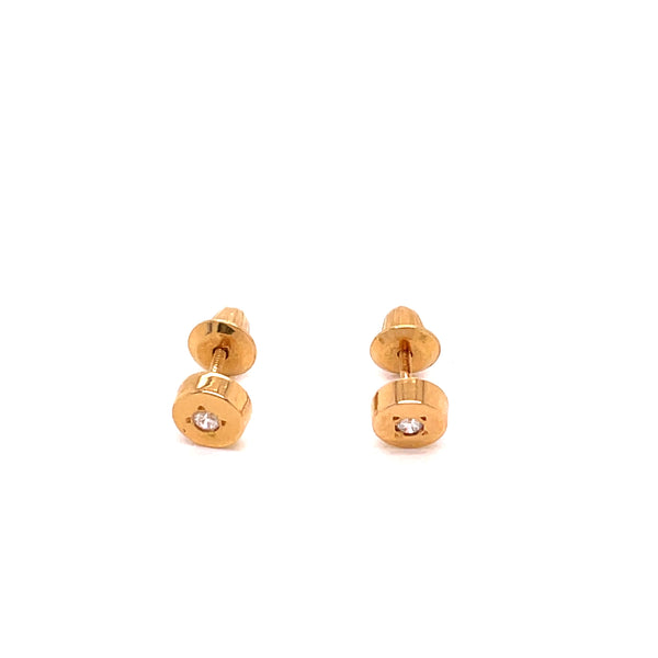14k Yellow Gold Stud Diamond Earrings - 0.8 grams -5 mm