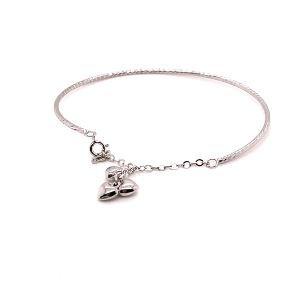 14k White Gold  Bracelet with Charm of Heart -Size 6 -  1.8 grams