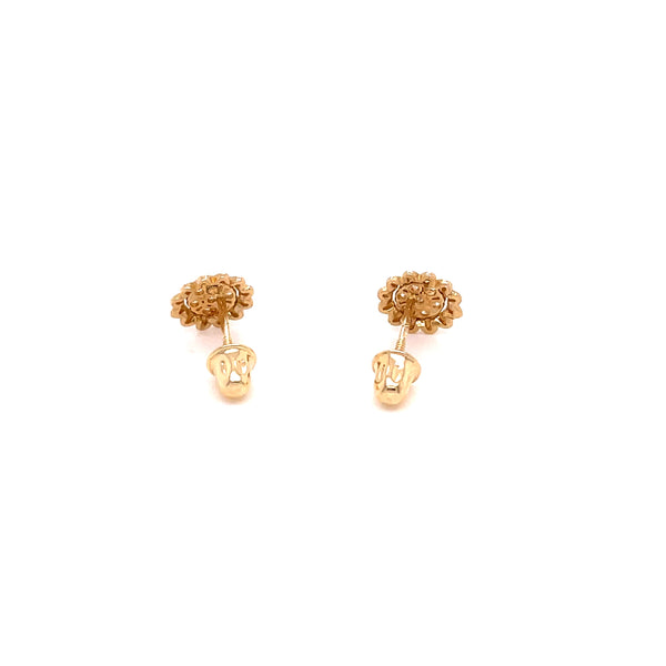 14k Yellow Gold  Cubic Zirconia  Earrings  - 0.6 Grams - 6 mm